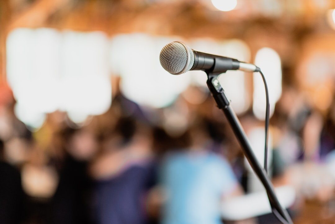 person practicing public speaking