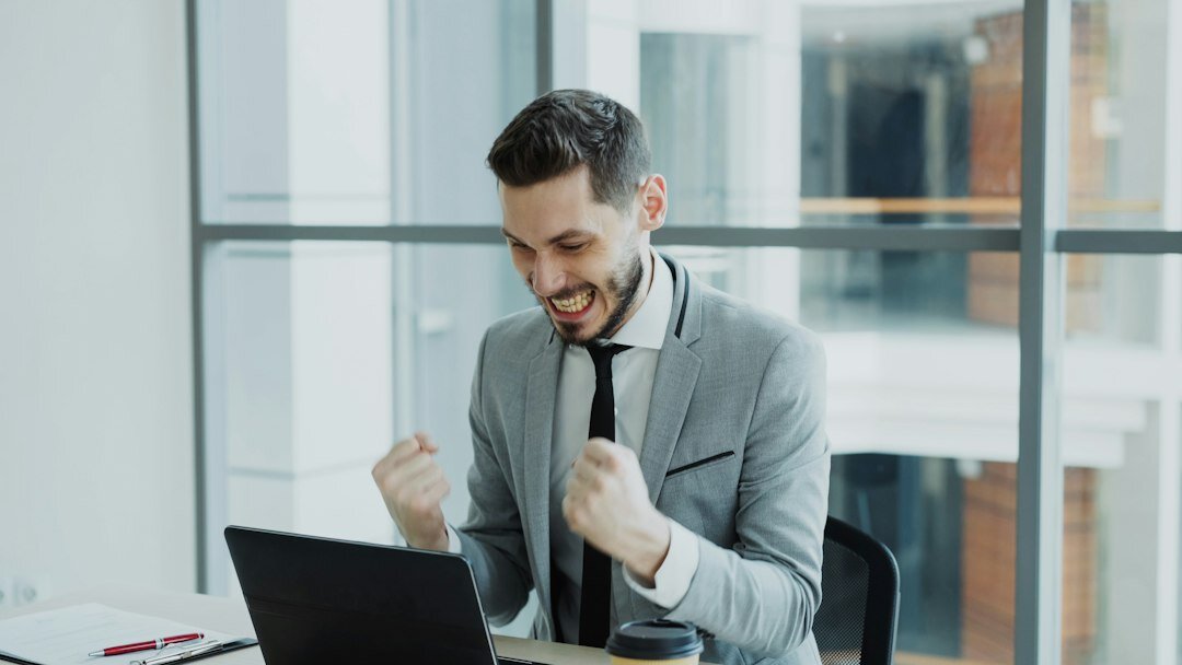 person celebrating success